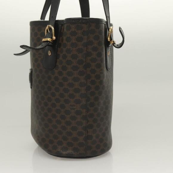 CELINE Macadam Canvas Tote Bag Pvc Leather Black Gold - Picture 4 of 13